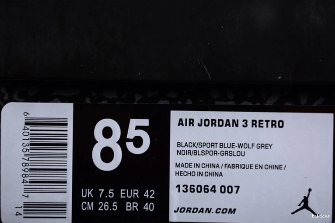 Rep blue air sport 136064-007 retro 3 jordan 0514